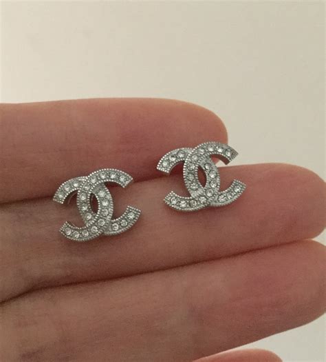 chanel crystal mini timeless cc earrings silver|Earrings .